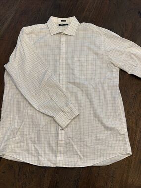 Tommy Hilfiger White Shirt with Light Blue Windowpane Check